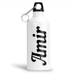 FurnishFantasy Personalised Aluminium White Sipper Bottle 750 ml - Best Personalized Gift for Happy Birthday, Return Gift, Name - Amir