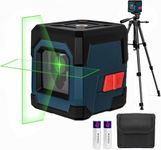 Laser Level with Upgraded 1.2M Tripod,RockSeed Green Cross Line Level Horizontal and Vertical Line Self Levelling Laser Leveller with Manual/Self-Leveling Mode Carrying Pouch,Battery Included