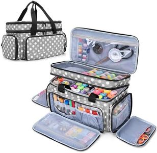 LUXJA Large 2 Layers Sewing Organizer Bag with 5 Detachable Dividers, Sewing Storage Bag for Sewing Supplies, Polka Dots