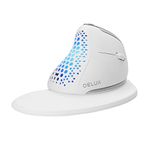 DeLUX Seeker Ergonomic Mouse Wireless, Vertical Mouse with OLED Screen, Thumb Wheel, Silent Click, up to 7200DPI, Programmable, Rechargeable, Bluetooth/2.4G/ Wired Tri-Mode, RGB Light (M618XSD-White)