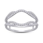 SAVEARTH DIAMONDS 2/5 cttw Round Cut Moissanite & Lab Grown Diamond Double Infinity Wedding Ring Guard Enhancer For Women In 14K Gold Over Sterling Silver (0.40Cttw), 7, White Gold, Moissanite