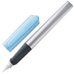 LAMY nexx azure – Fountain Pen with slip-proof grip & polished steel nib in size A - triangular aluminum body - including LAMY T 10 blue cartridge - Right-Handed