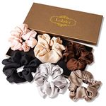 Lolalet Scrunchies for Women, Satin Hair Scrunchies Softer Than Silk Hair Ties for Hair Sleep, Big Scrunchy Ponytail Holder with Elastic Hair Bands for Girls Thick Thin Curly Hair -6 Pack, Style A