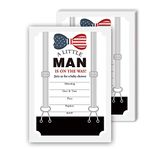 Baby Shower Invitation Cards (No Envelopes), Little Man Themed Baby Shower Invitation Cards, Little Boy Bow Tie and Suspenders Design, Postcard Style (4.1" x 5.8", 30 Pack)