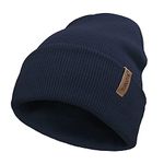 TOSKATOK Unisex Ladies Soft Feel Turn up or Slouch Knit Beanie Hat Warm Winter Woolly Hat-Navy