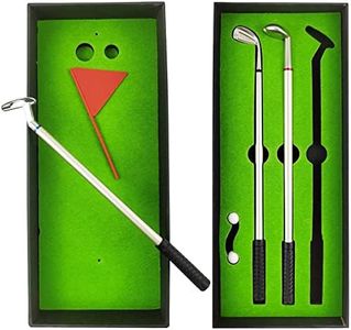 FunisFun Mini Desktop Golf Pen Set Funny White Elephant Gag Gifts for Men Dad Husband Golf Ball Pen Gift Set with Putting Green, Flag, 3 Golf Clubs Pens & 2 Balls