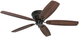 Honeywell Ceiling Fans Glen Alden, 52 inch Classic Flush Mount Indoor Ceiling Fan with No Light, Pull Chain, Quick-2-Hang Dual Finish Blades, Reversible Motor - 50516-01 (Oil Rubbed Bronze)