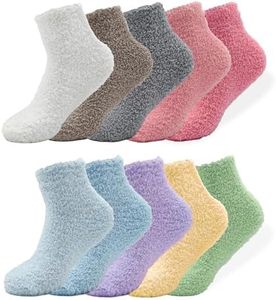 NICOCOTE 10 Pairs Fuzzy Socks for Women,Colorful Cozy Winter Sleep Warm Thick Plush Slipper Sleep Soft Sock for Holiday Gift (10 light colors)