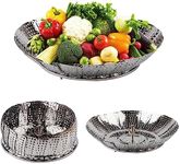 ValueHall Vegetable Steamer Basket Stainless Steel Steamer Basket Folding Vegetable Steamer Insert with Handle, Adjustable Expandable Petals Fit Various Size Pot (5" to 9") V7040-1