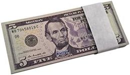 DenYorkStore Copy Prop Money 5 Dollar Bills One Stack 100 Pieces of Movie Prop, Can Make Video, Magic Shows White