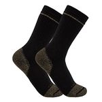 Carhartt mens Midweight Cotton Blend Steel Toe Sock 2 Pack, Black, Large