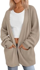 LILLUSORY Cardigan Sweaters for Women Fall Fashion Outfits Clothes 2026 Long Oversized Teacher Work Office Old Money Winter Travel Cozy Chunky Knit Winter Business Casual Clothing Tan XS