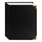 Pioneer Photo Albums 100-Pocket Black Sewn Leatherette Cover with Brass Corner Accents Photo Album, 4 by 6-Inch