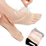 5 Pair Women Orthopedic Compression Toe Socks, Full Toe Yoga Sock with Gel Tab, Soft Breathable Five Finger Socks, Invisible Boat Socks, Sweat-absorbent, Deodorant, Anti-friction (5 pairs)