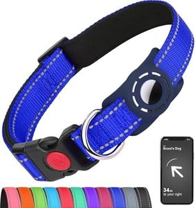 Erbine Airtag Dog Collar with AirTag Holder for Puppy Small Dogs, Reflective, Soft Padded & Safety Locking Buckle, Nylon Pet Collars Adjustable for All Breeds, NavyBlue,XS