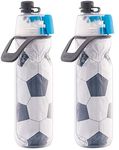 O2COOL Mist 'N Sip Misting Water Bottle 2-in-1 Mist And Sip Function With No Leak Pull Top Spout Sports Water Bottle Reusable Water Bottle - 20 oz (2 Pack Soccer)