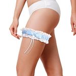 CHEERYMAGIC Wedding Garters for Bride, Lace Bridal Garter Set, Women's Garter Belt Wedding Bridal Garter Prom Garter Bridal Accessories Lingerie Leg Garter Belts (light blue) A3XNWD