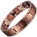 RainSo Mens Pure Copper Double Row Magnetic Bracelet with 3500 Gauss, Copper Magnetic Bracelet For Men with Gift Box & Remove Tool