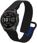 kwmobile Strap Compatible with Garmin Fenix 8 43mm / Fenix 7S / 7S Pro / 7S Solor/Instinct 2S - Silicone Magnetic Closure - 5.5-8.7 inches (14-22 cm) - Black