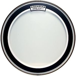 Aquarian Drumheads SKPII22BK Super-Kick II Prepack 22-inch Bass Drum Head, gloss black