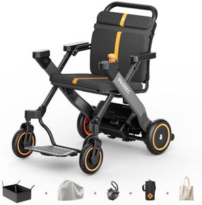Foldable Electric Wheelchair Rollator Walker Combo for Adults & Seniors, Lightweight Motorized Transport Wheelchair with PAi Smart Safety System, Airline Approved, Travel Size, 18 Miles Range, Grey