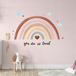 Containlol 30 x 14 Inch Rainbow Wall Decal Pastel Large Heart Wall Stickers Decor Peel and Stick, Boho Wallpaper Decor for Girls Kids Bedroom Nursery Playroom(Boho)