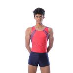 IKAANYA Boys Leotard for Gymnastics, Dance, Aerobics, Fitness in Many Colors (Red-Blue,Adult Small)