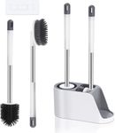 Hallstatt Silicone Toilet Brush With Holder Set Self Adhesive Wall Mounted And Free Stand Sleek Toilet Cleaner Brush With Ventilated Drying Stand Bathroom Cleaning Floor Scrubber Brushes