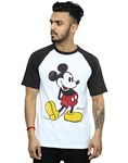 Disney Men's Mickey Mouse Classic Kick Baseball T-Shirt White/Black X-Large