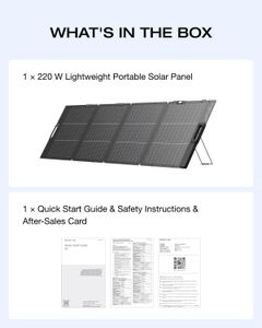 EF ECOFLOW 220W Portable Solar Panel – Bifacial, IP68 Waterproof, Foldable