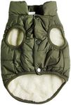 JoyDaog 2 Layers Fleece Lined Warm Dog Jacket for Puppy Winter Cold Weather,Soft Windproof Small Dog Coat,Green S