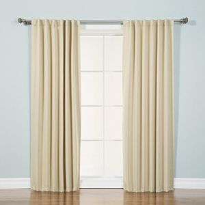 Best Home Fashion Solid Thermal Insulated Window Treatment Blackout Curtains - Back Tab/Rod Pocket - Beige - 52" W x 84" L – (Set of 2 Panels)