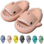 IDEINER Cloud Shark Slides Women Shark Slippers Men Flip Flops Bathroom Shower Shoes Anti Slip Comfy Cushion Soft Foam Shark Sandals Pool Beach Indoor Home Ladies Adults Pink Size 10-11W/8.5-9.5M