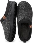 MERRIMAC Men's Slip-on Slippers Comfy Memory Foam Non-slip Indoor House Shoes Black,10-11 US