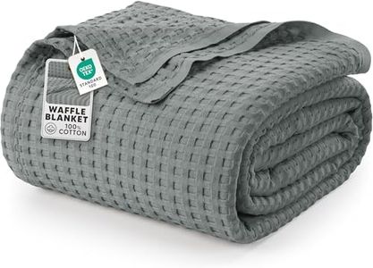 Utopia Bedding 100% Cotton Waffle Weave Blanket Full Size for Bed - Lightweight, Breathable Summer Blankets Soft and Cozy, Gifts for Women Home Room Decor (Cool Grey, 90x84 Inch)