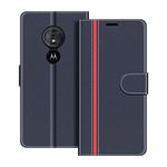 COODIO Phone Case For Motorola Moto G6 Play, Magnetic Flip Leather Case For Motorola Moto G6 Play Wallet Case, Dark Blue/Red
