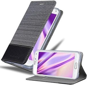 cadorabo Coque pour Samsung Galaxy S5 / S5 Neo en Gris Noir - Housse Protection avec Fermoire Magnétique, Stand Horizontal et Fente Carte - Portefeuille Etui Poche Folio Case Cover