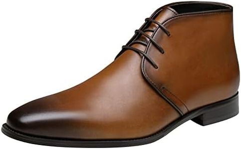Jousen Leather Boots for Men Brown Dress Classic Mens Boots Polish Retro Ankle Chukka Boots Mens(AMY8157A brown 08)