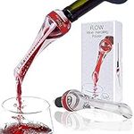 FLOW Barware Wine Aerator Pourer | Red Wine Decanter Pourer Aerate Wine in Seconds | Non Drip Wine Pourer with Wine Aerator | Red Wine Gift Set Wine Breather