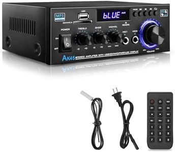 Amplificatore HiFi – KKMOL Stereo Amplificatore, AK45 Mini Bluetooth Radio Audio Ricevitore, Wiimp Amp,12 V/220 V 400 W 2 canali, amplificatore audio digitale con USB, SD Card, telecomando