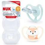 NUK Space Baby Dummy | 0-6 Months | Soothers with Extra Ventilation for Sensitive Skin | BPA-Free Silicone | Fox | 2 Count