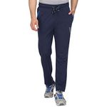 Van Heusen Athleisure Men Regular Fit Trackpants - Cotton Rich - Smart Tech, Easy Stain Release, Anti Stat, Ultra Soft, Moisture Wicking, Large, Blue