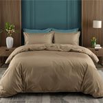 Epinch Duvet Cover Set 1200 TC 100% Egyptian Cotton Luxurious Soft Home & Hotel 3-Piece 1-Duvet Cover 2-Pillow Sham Cover Zipper & Tie Closure (Taupe, King_93 X 107 Inch)