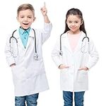 KUMARS White Lab Coat Kids, Coats for Children, Boys Girls Cotton Science Medical, Child Laboratory Doctors Fancy Dress Role Play Up Costumes School Student, XL, 10-12 Years