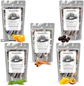 Nelson's Tea Favorites Sampler Pack - Loose Leaf Tea Sampler - A Portrait of Earl Grey, Chai Latte, Dark Chocolate Cherry, English Breakfast, Mango Passionfruit (2 Oz Sizes)