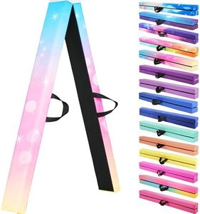 FC FUNCHEER 8FT Folding Balance Beam -Gymnastics Floor Beam -Gymnastics Equipment for Kids,Wood core- Anti-Slip Bottom and Carrying Bag for Home (Suede, Colorful Bubbles)