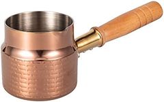 IMEEA Turkish Coffee Pot Copper Hammered Milk Pot Butter Warmer Mini Milk Pot Tri-Ply Stainless Steel Saucepan with Spout (13.5oz/400ml)