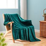 NEWCOSPLAY Super Soft Throw Blanket Dark Teal Premium Silky Flannel Fleece Leaves Pattern Lightweight Bed Blanket All Season Use (Dark Teal, Throw(50"x60"))