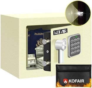 KOFAIR Safe Box for Home Safe (0.23 Cubic Feet) with Fireproof Bag, Personal Safe Box for Money Safe for Cash Saving, Mini Safe Box with Key, Digital Safety Box with Light, Money Lock Box (White)