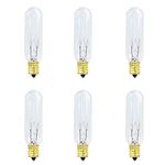 15W Incandescent Exit Sign and Himalayan Salt Lamp Light Bulb, T6, E12 Candelabra Base, Dimmable, 145V, (6 Pack)